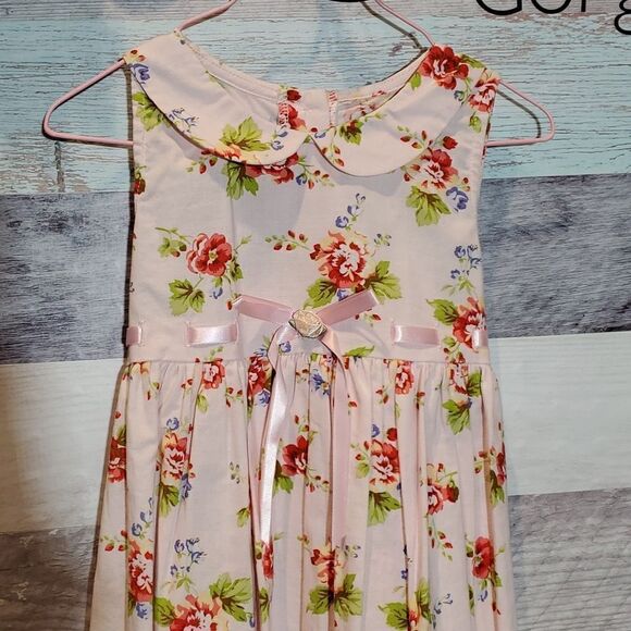 Jona Michelle Pink Floral Sleeveless Dress Sz 4T Church Fun Photos BoHo - Picture 3 of 8